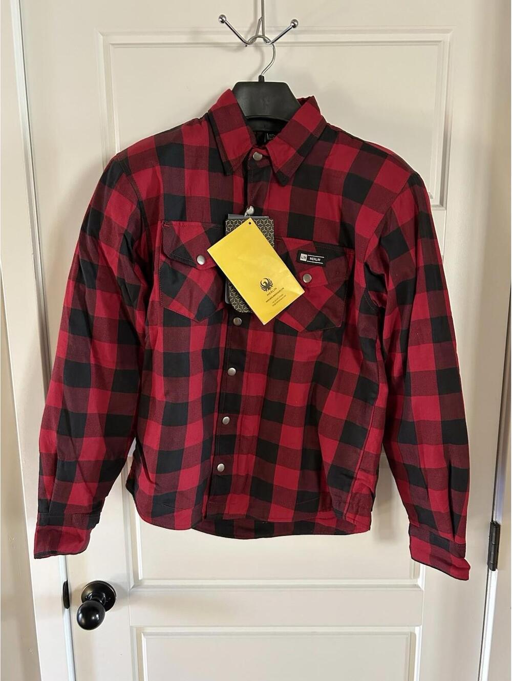 Merlin Axe Protective Denim Axe Zip Up Shirt Red Size S